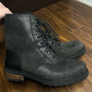 UGG Black Leather Women's Winter Boots